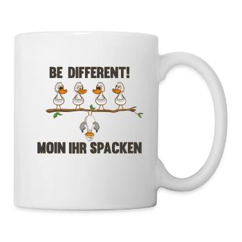 Be different sagt die Möwe Moin ihr spacken - Tasse - Weiß - Rechts