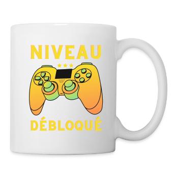 Niveau débloqué jeux vidéo gaming anniversaire - Mug blanc - blanc - Droite