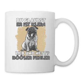 Süßes Mops Hundehalter Motiv Hundeliebhaber Pug - Tasse - Weiß - Rechts