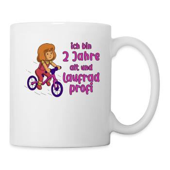 Mädchen 2 Jahre alt und Profi auf dem Laufrad - Tasse - Weiß - Rechts