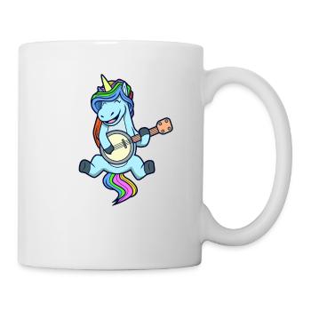 Comic Unicorn plays banjo - Mug - white - Right