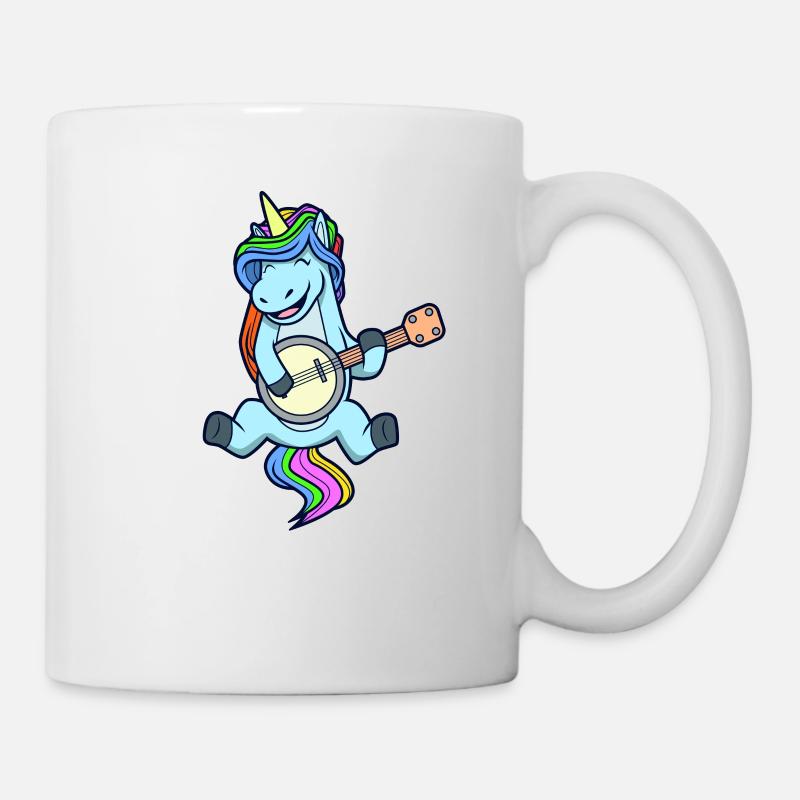 Comic Unicorn joue du banjo - Mug blanc - blanc