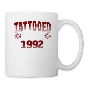 Tatoué depuis 1992 Thème Rose Rouge - Mug blanc - blanc - Droite
