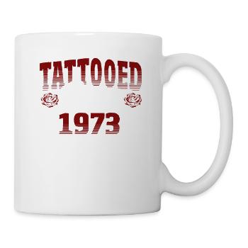 Tatoué depuis 1973 Thème Rose Rouge - Mug blanc - blanc - Droite