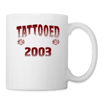 Tatoué depuis 2003 Thème Rose Rouge - Mug blanc - blanc - Droite