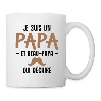 Je suis un papa et beau papa qui déchire - Mug blanc - blanc - Droite