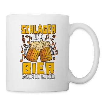 Schlager und Bier darum bin ich hier Schlagerparty - Tasse - Weiß - Rechts