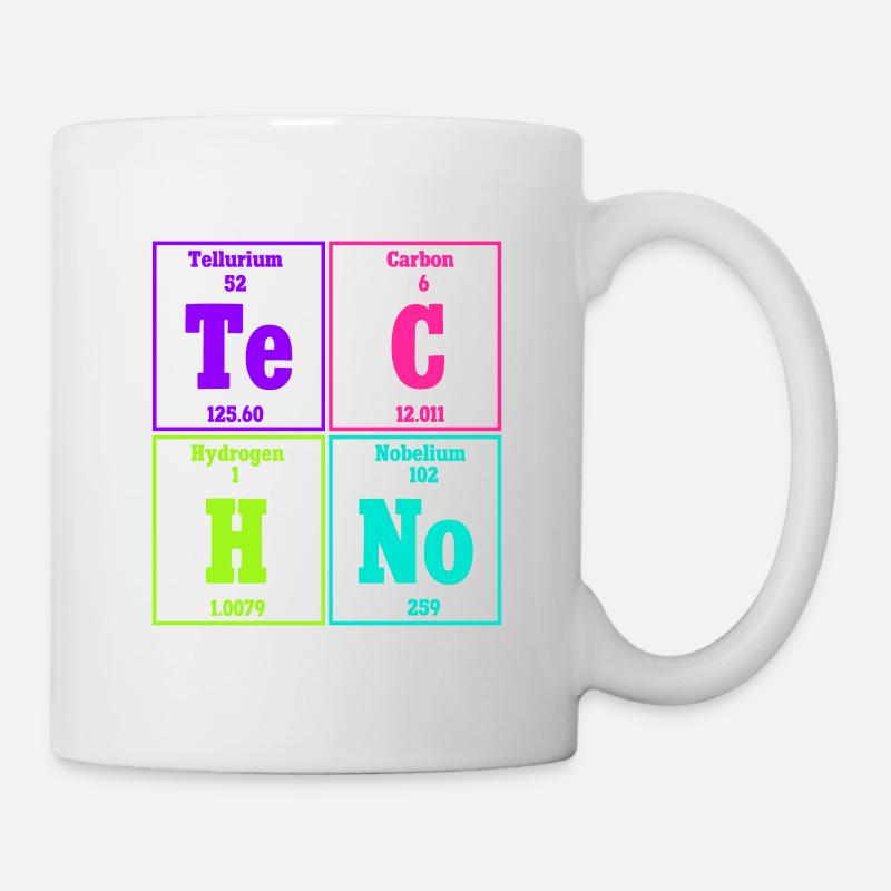 Techno Musik Rave Techno Periodensystem - Tasse - Weiß