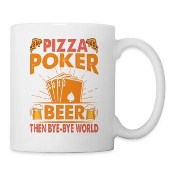 Pizza, Poker Et, Bière Puis Bye-Bye Monde - Mug blanc - blanc - Droite