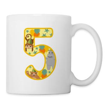 5. Birthday Gift Number five years of zoo animals - Mug - white - Right