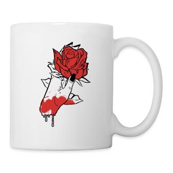 Aesthetic Dark Pattern Hand Bleeding Holding Rose - Mug - white - Right