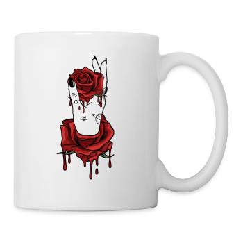 Aesthetic Dark Pattern Hand Bleeding Holding Rose - Mug - white - Right