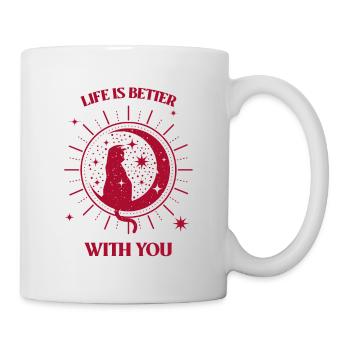 Katze im Mond (pink) - Tasse - Weiß - Rechts
