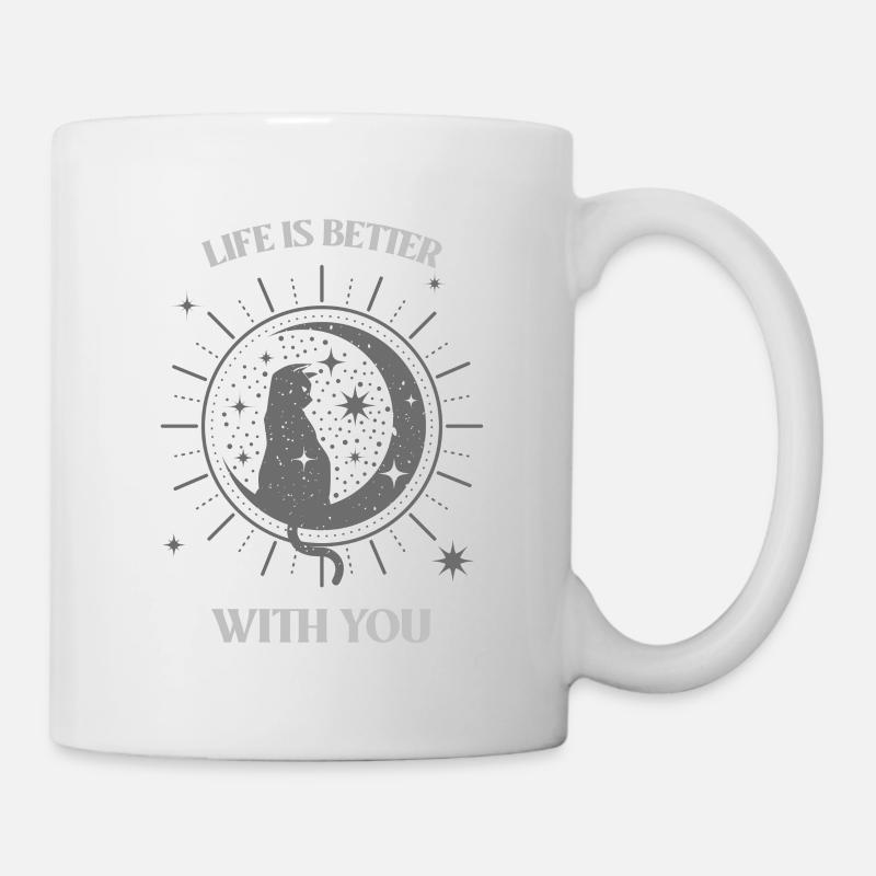 Chat dans la Lune (gris) - Mug blanc - blanc