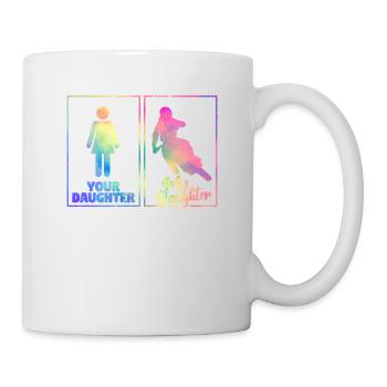 Lustiges Motocross Mama Papa Eltern Deine Tochter - Tasse - Weiß - Rechts