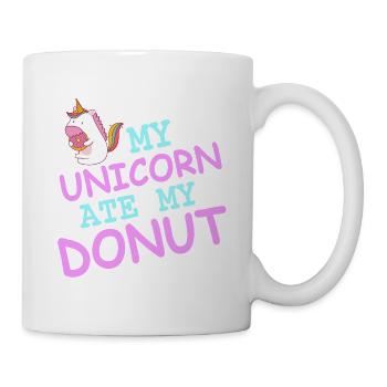 My Unicorn Ate My Donut Funny Unicorn T-Shirt - Tasse - Weiß - Rechts