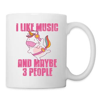 Vintage J’aime la musique et peut-être 3 personnes Licorne - Mug blanc - blanc - Droite
