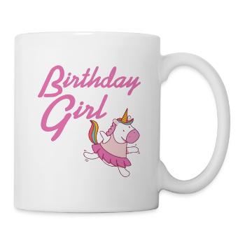 Cute Awesome Unicorn Birthday Girl T-Shirt Present - Tasse - Weiß - Rechts