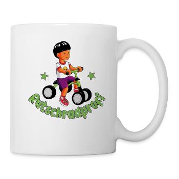 Junge auf dem Laufrad - Rutschradprofi - Tasse - Weiß - Rechts
