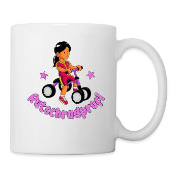 Mädchen auf dem Laufrad - Rutschradprofi - Tasse - Weiß - Rechts