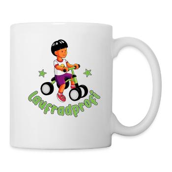 Junge auf dem Laufrad - Laufradprofi - Tasse - Weiß - Rechts