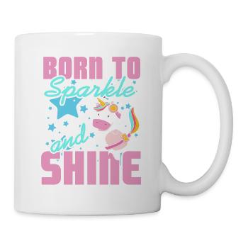 Born To Sparkle And Shine Cute Unicorn T-Shirt - Tasse - Weiß - Rechts