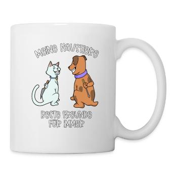 Haustiere lieben sich - Hund und Katze - Tasse - Weiß - Rechts
