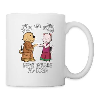 Meine Haustiere lieben einander - Hund und Katze - Tasse - Weiß - Rechts