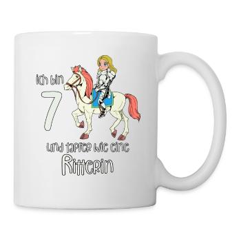 Geburtstagsshirt Ritterin - 7 Geburtstag Mädchen - Tasse - Weiß - Rechts