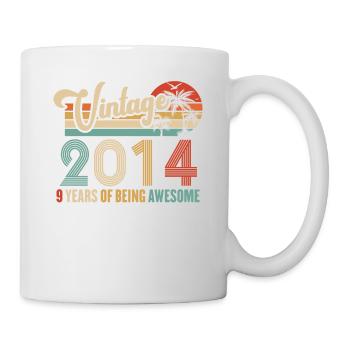 Vintage Année 2014 Anniversaire 9 Ans Idée Cadeau - Mug blanc - blanc - Droite
