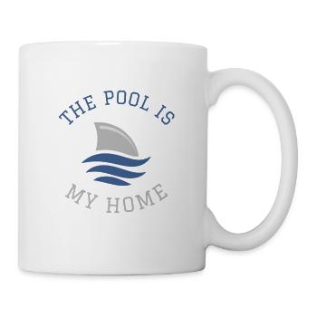 Schwimmen Spruch Lustig The Pool Is My Home - Tasse - Weiß - Rechts