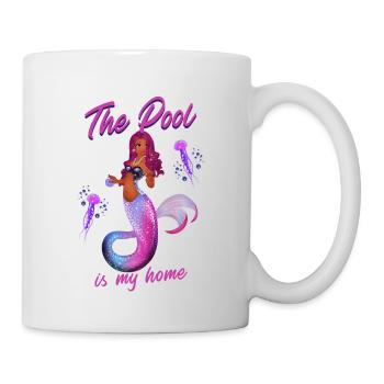 Schwimmen Spruch Lustig The Pool Is My Home - Tasse - Weiß - Rechts