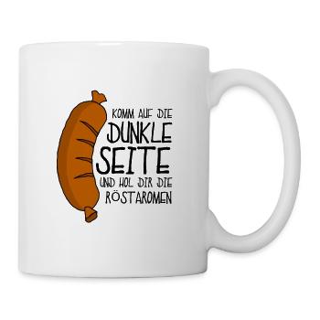 Komm auf die dunkle Seite und hol dir die Röstarom - Tasse - Weiß - Rechts