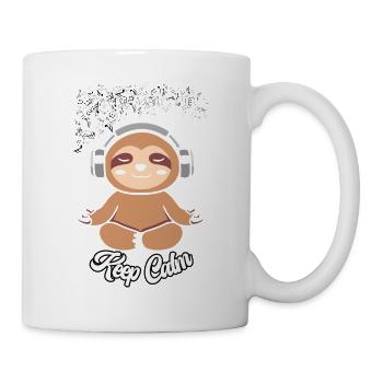Chilliges Musik Faultier - Tasse - Weiß - Rechts