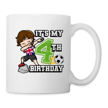 Soccer Boy C’est mon 4ème anniversaire Royaume-Uni - Mug blanc - blanc - Droite