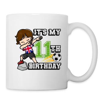 Soccer Boy C’est mon 11e anniversaire Drapeau Des - Mug blanc - blanc - Droite
