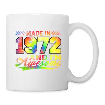 Fabriqué en 1972 et je suis génial Tie Dye coloré - Mug blanc - blanc - Droite