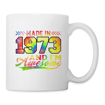 Fabriqué en 1973 et je suis génial Tie Dye coloré - Mug blanc - blanc - Droite