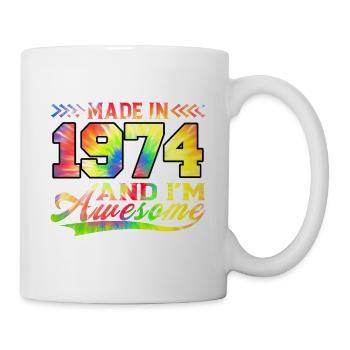 Fabriqué en 1974 et je suis génial Tie Dye coloré - Mug blanc - blanc - Droite