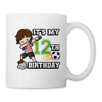 Garçon de football C’est mon 12e anniversaire - Mug blanc - blanc - Droite