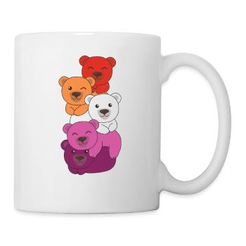 Lesbian Flag Pride LGBTQ Mignon Bear Bunch - Mug blanc - blanc - Droite