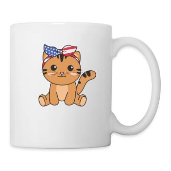4 juillet chat américain pour enfants mignon chat américain - Mug blanc - blanc - Droite