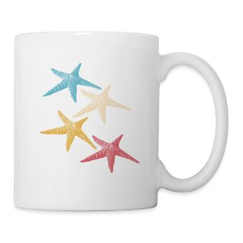 Retro Colors Starfish Animal Colorful Sea Silhouette 3 - Mug - white - Right