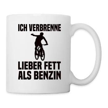 Ich Verbrenne Lieber Fett Als Benzin Radfahrer - Tasse - Weiß - Rechts