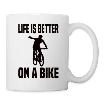 Life is better on a bike bike saying - Mug - white - Right