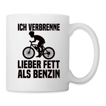 Ich Verbrenne Lieber Fett Als Benzin Radfahrer - Tasse - Weiß - Rechts