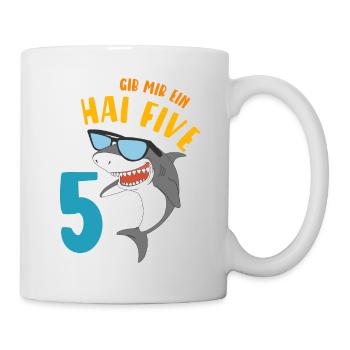 Hai Five Geburtstagsmotiv 5 Jahre Jungen Geschenk - Tasse - Weiß - Rechts