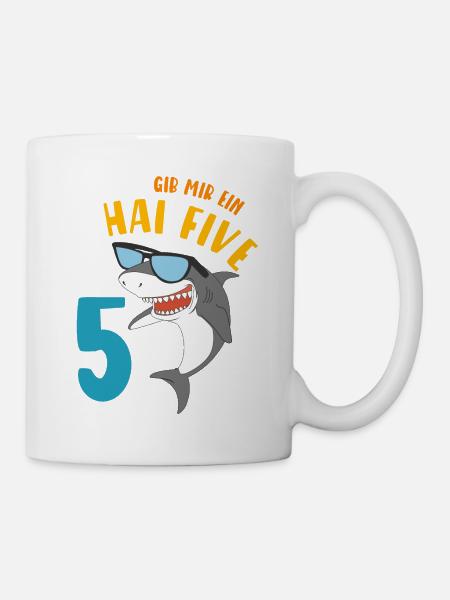 Hai Five Geburtstagsmotiv 5 Jahre Jungen Geschenk - Tasse - Weiß