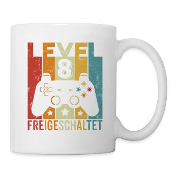 Level 8 Freigeschaltet 8 Geburtstag Junge Mädchen - Tasse - Weiß - Rechts