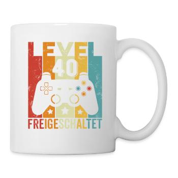 Level 40 Freigeschaltet Geburtstag Mann Frau Gamer - Tasse - Weiß - Rechts